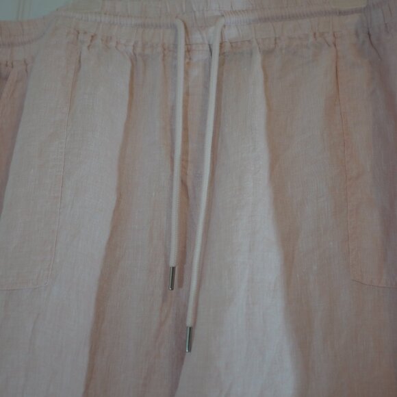 Rafaella Blush Pink 100% Linen Drawstring Palazzo Pants Size 3XL - Picture 7 of 9